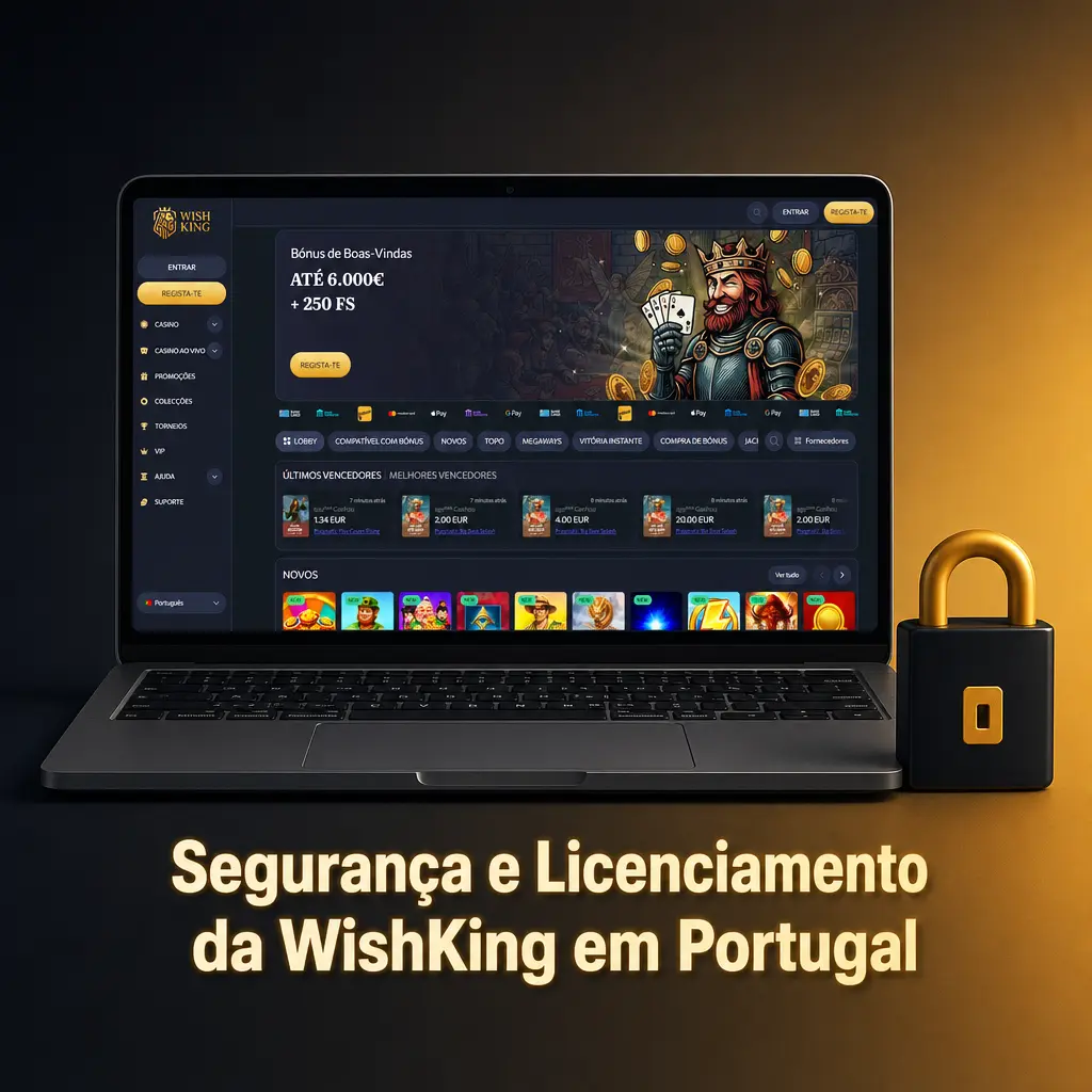 Licença Curaçao Gaming Authority, encriptação SSL e ferramentas de jogo responsável da WishKing para jogadores em Portugal